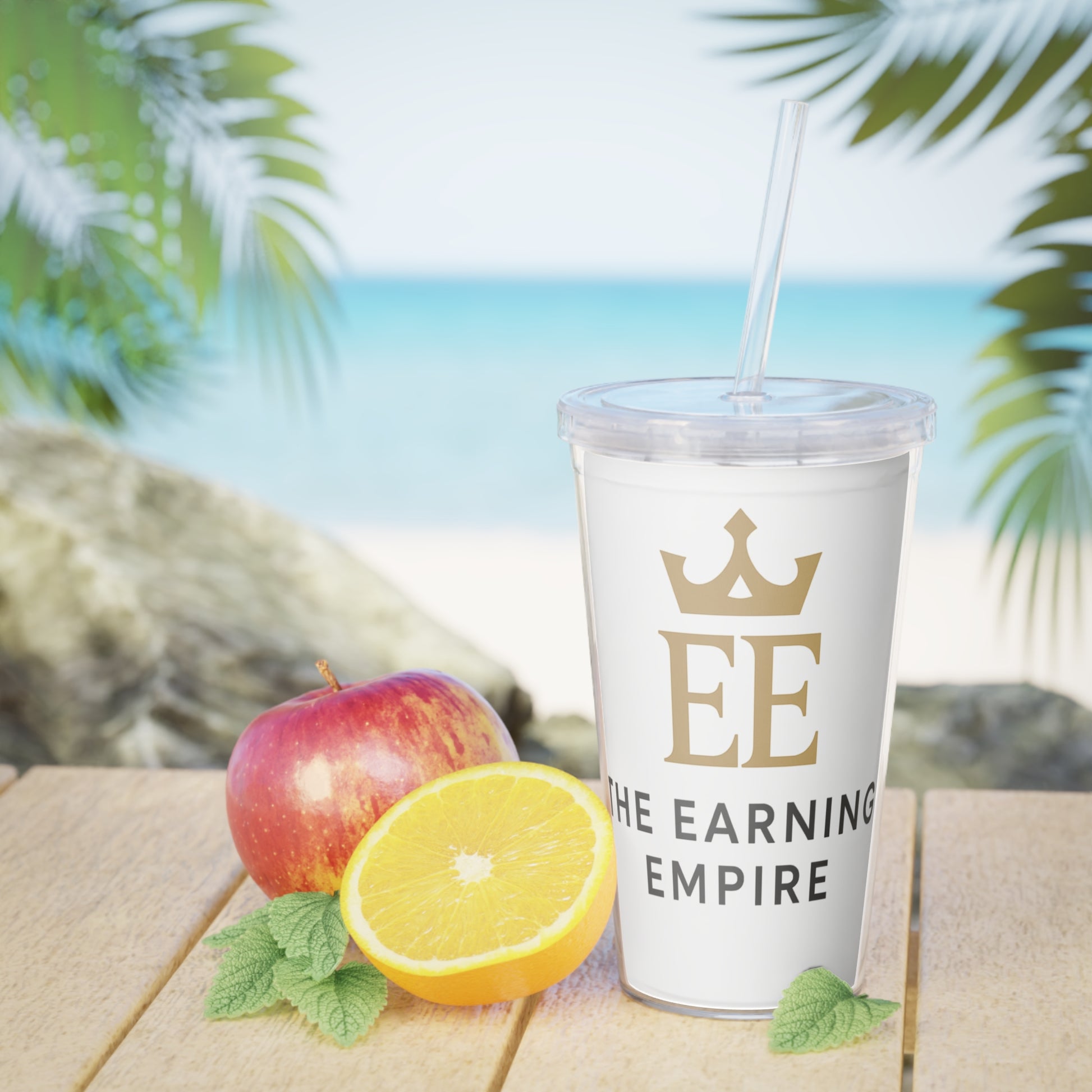 The Earning Empire Plastic Tumbler with Straw - The Earning Empire, Travel Cup, Motivational Drinkware, Business Gift, Eco-Friendly Beverage Holder