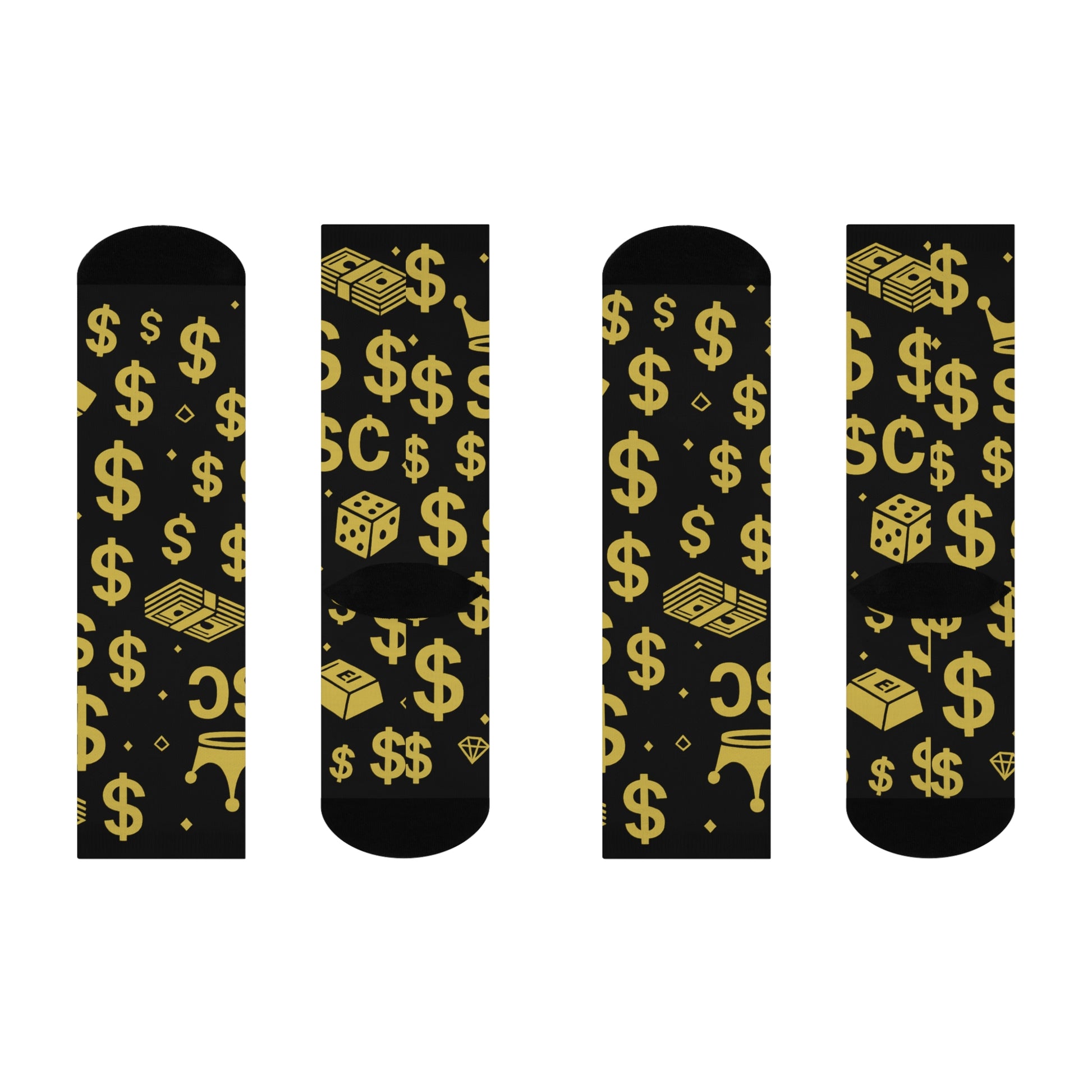 Money-Themed Cushioned Crew Socks, Fun Gift for Gamers, Casual Wear, Cozy Socks for Celebrations, Trendy Footwear