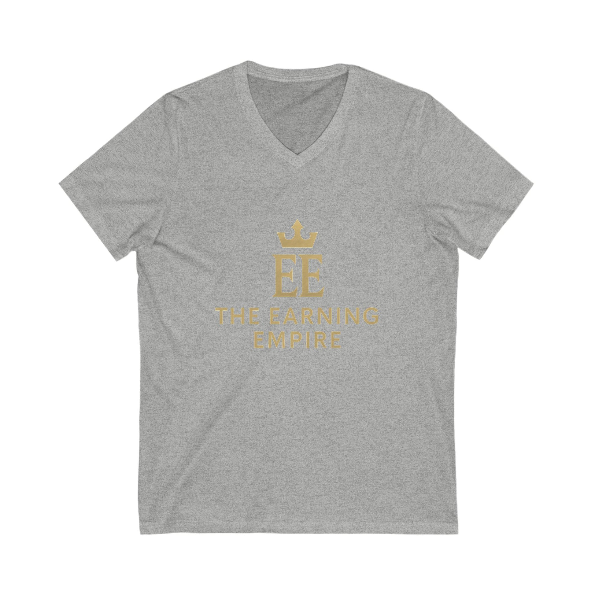 Gold Crowned Earning Empire V-Neck Tee, Motivational Shirt, Entrepreneur Gift, Unisex T-Shirt, Casualwear, Business Apparel